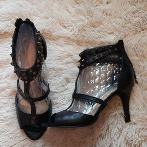Jessica Simpson | Black Studded Caged Ankle Heels
